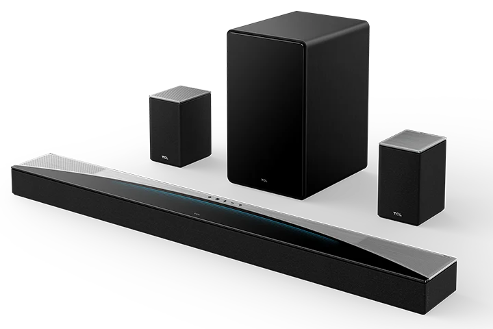 TCL Q85H  Pro 7.1.4 Channel Sound Bar with Dolby Atmos, Wireless Subwoofer, and Wireless Surround Speakers