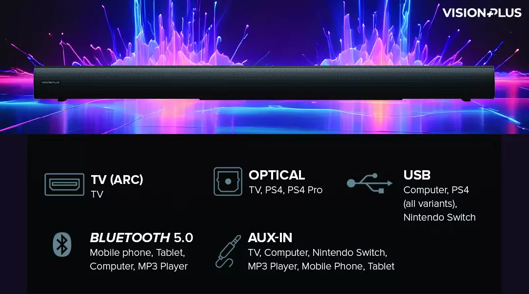 VP2113SB Deep Bass 360Watts 2.1CH Sound Bar - Image 7